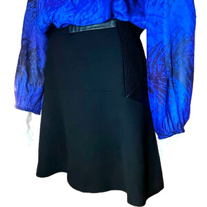 Sandro Paris Leather-Accented Black Mini Skirt (Size 3 or 6-8)